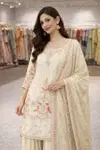 Sc 1328 Chinon Silk Embroidery Work Kurti With Plazzo Dupatta